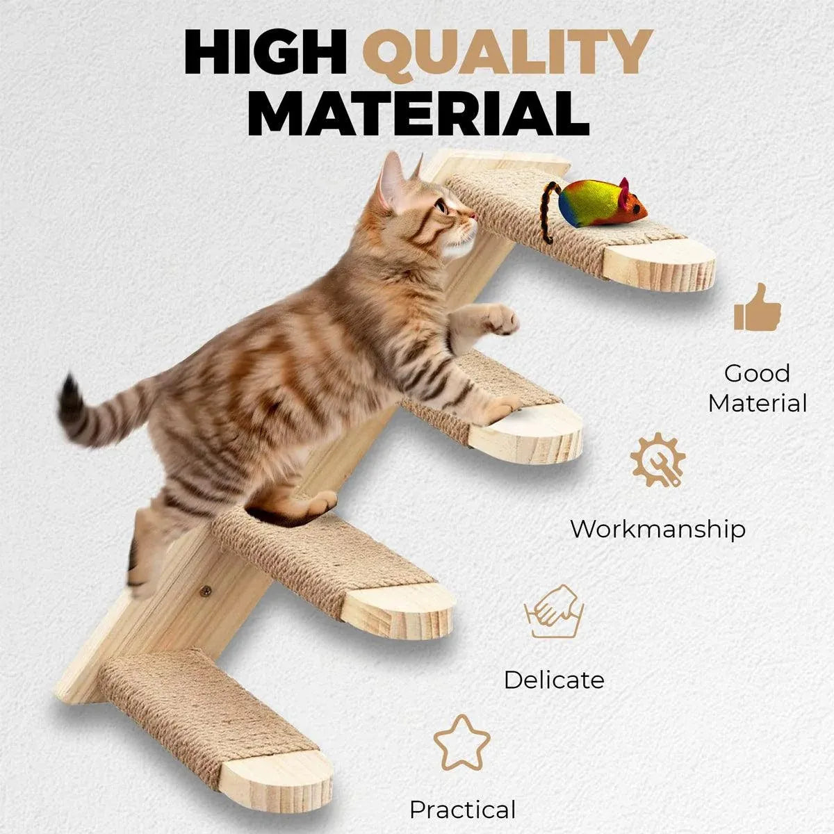 1-Piece Wall-Mounted Cat Climbing Shelf