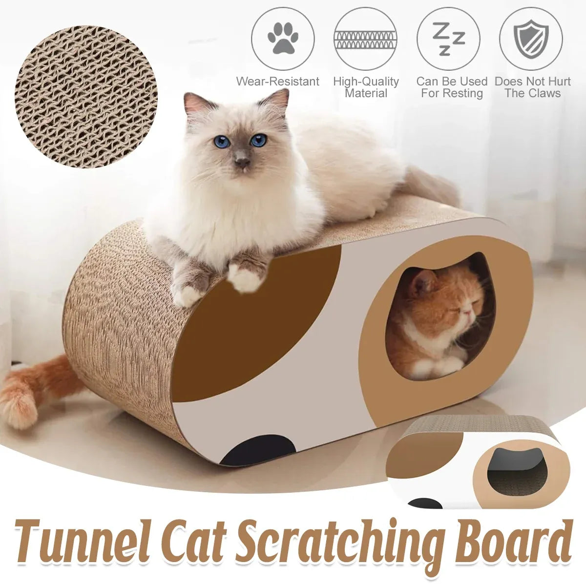 Durable Cat Tunnel Scratcher Bed Combo Interactive Toy House