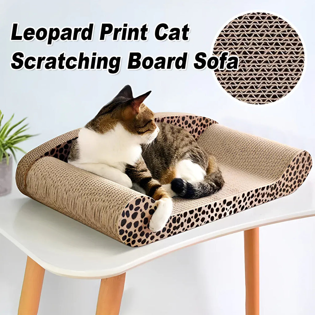 Leopard Print Cat Scratcher Board Durable Cardboard Surface