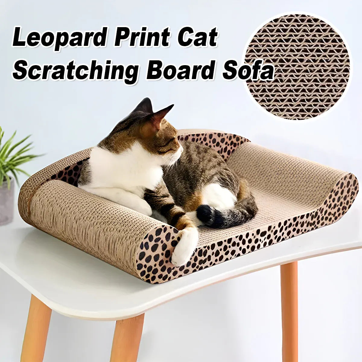 Leopard Print Cat Scratcher Board Durable Cardboard Surface