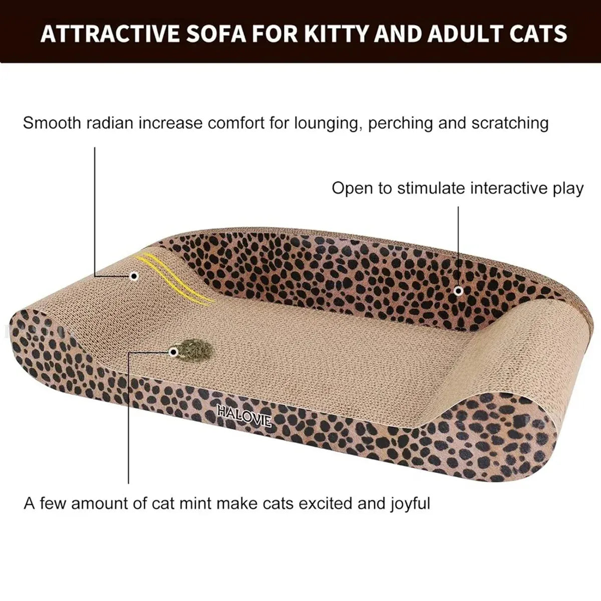 Leopard Print Cat Scratcher Board Durable Cardboard Surface