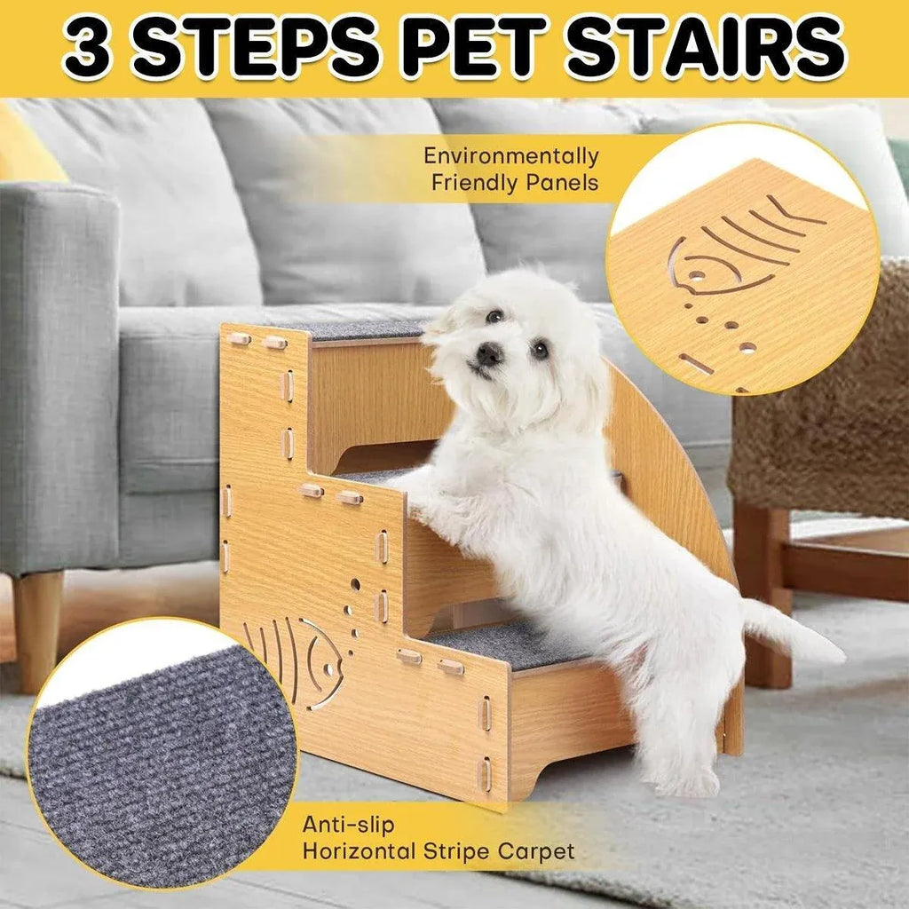 Wooden Pet Climbing Ladder Bed Step Frame Durable Climbing Frame