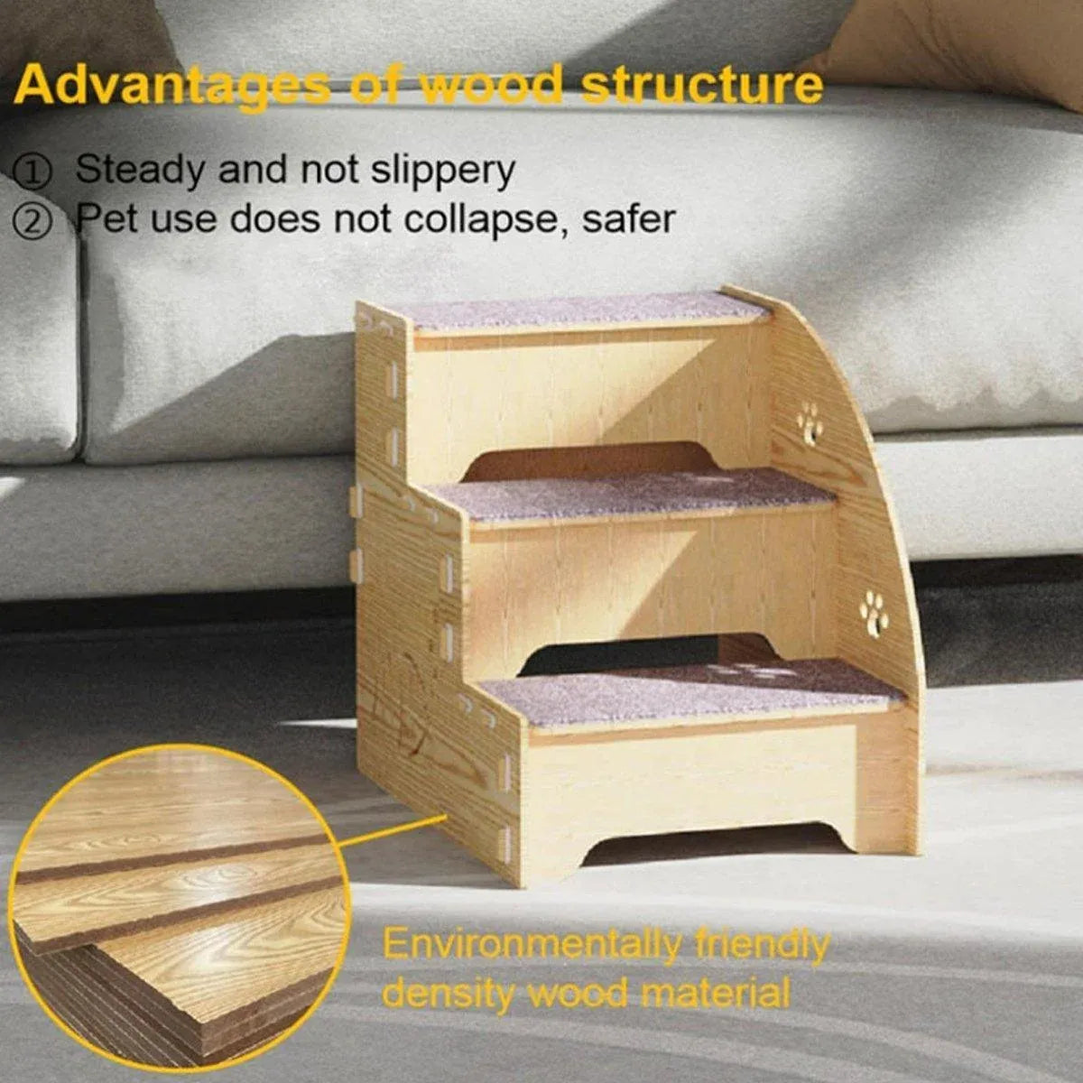 Wooden Pet Climbing Ladder Bed Step Frame Durable Climbing Frame