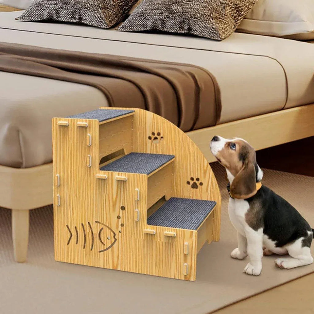 Wooden Pet Climbing Ladder Bed Step Frame Durable Climbing Frame