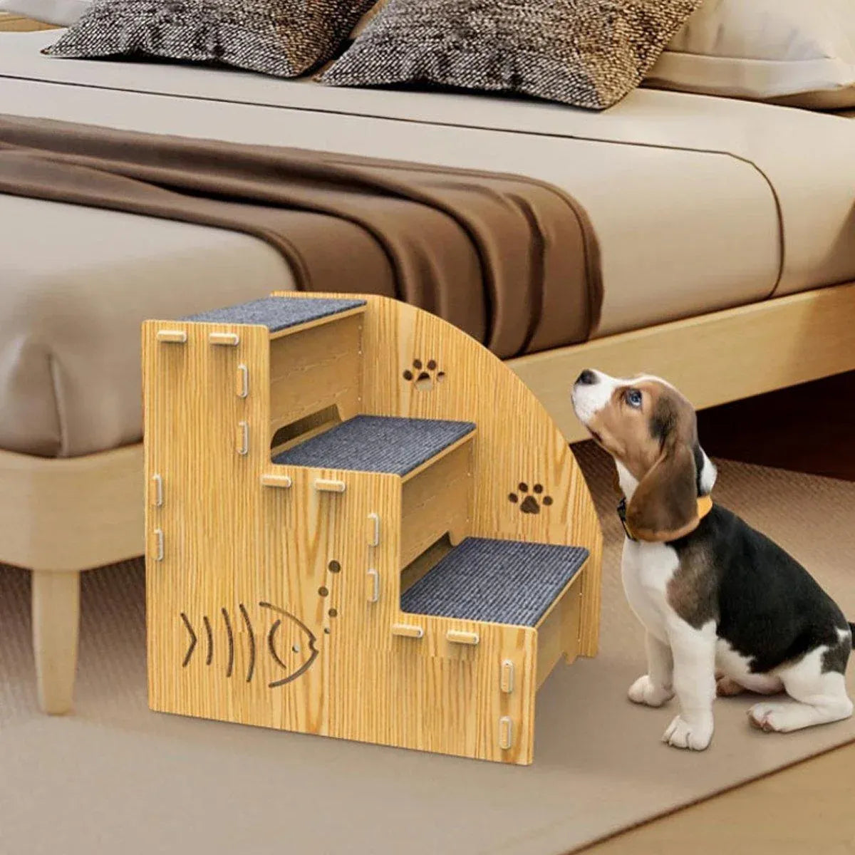 Wooden Pet Climbing Ladder Bed Step Frame Durable Climbing Frame