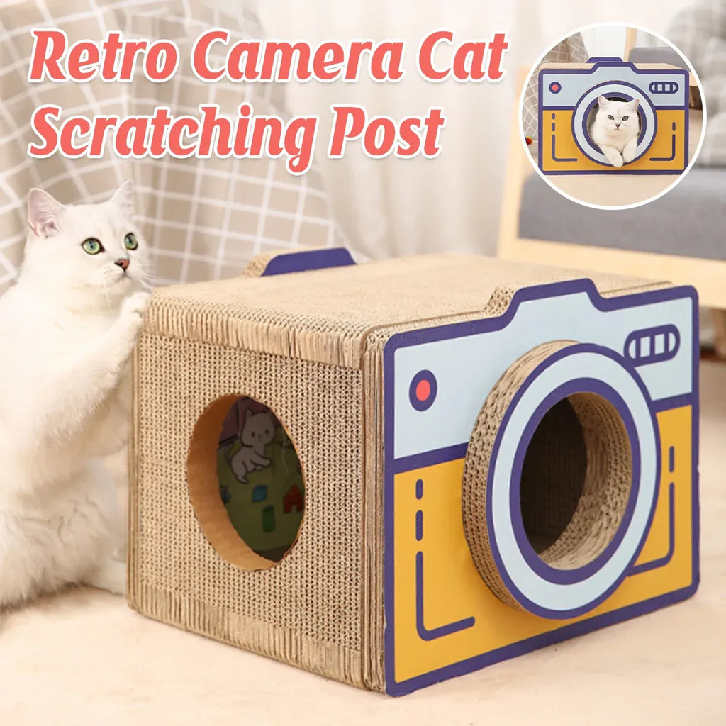 Cat Scratcher Bed Retro Camera Design Corrugated Cardboard Cat Nest