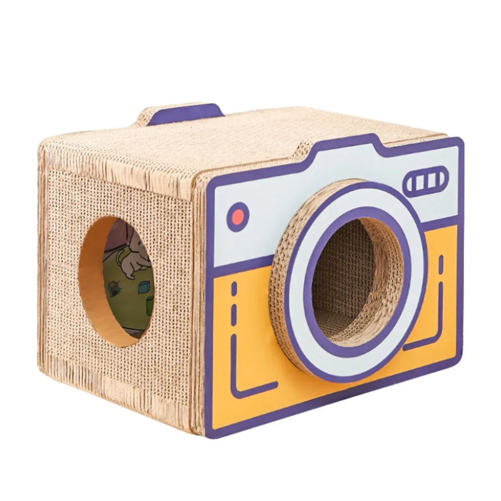 Cat Scratcher Bed Retro Camera Design Corrugated Cardboard Cat Nest
