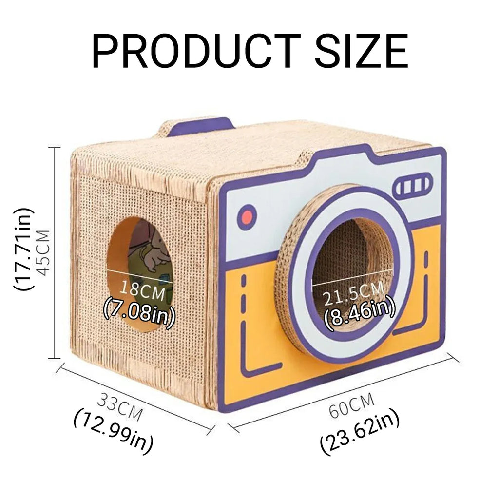 Cat Scratcher Bed Retro Camera Design Corrugated Cardboard Cat Nest