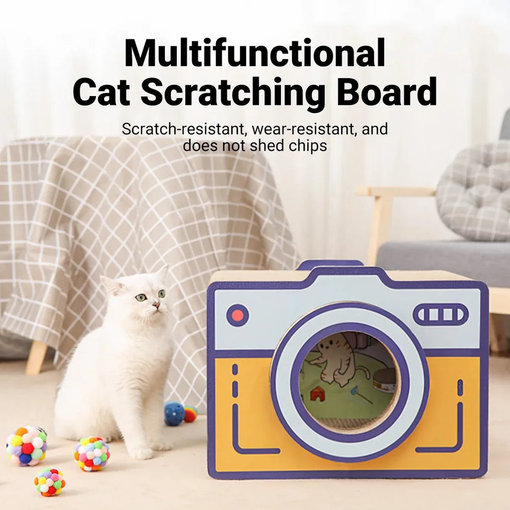 Cat Scratcher Bed Retro Camera Design Corrugated Cardboard Cat Nest