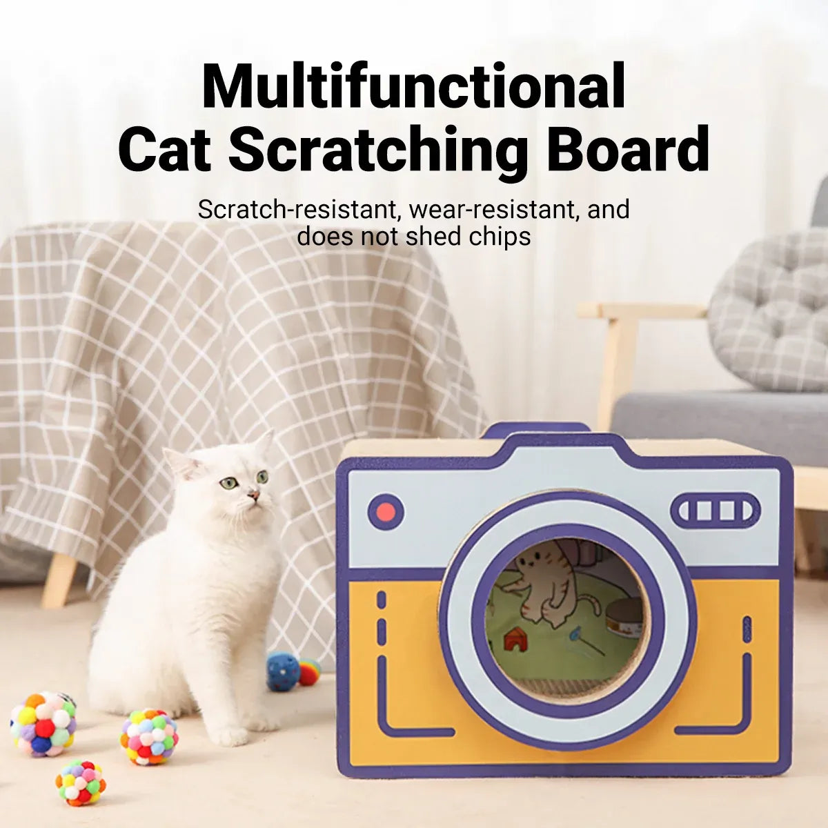 Cat Scratcher Bed Retro Camera Design Corrugated Cardboard Cat Nest