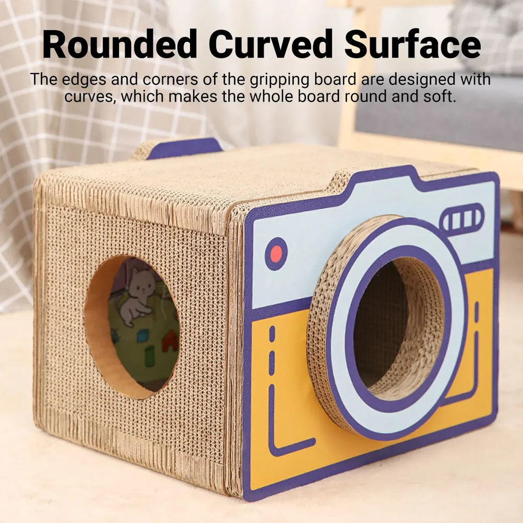 Cat Scratcher Bed Retro Camera Design Corrugated Cardboard Cat Nest