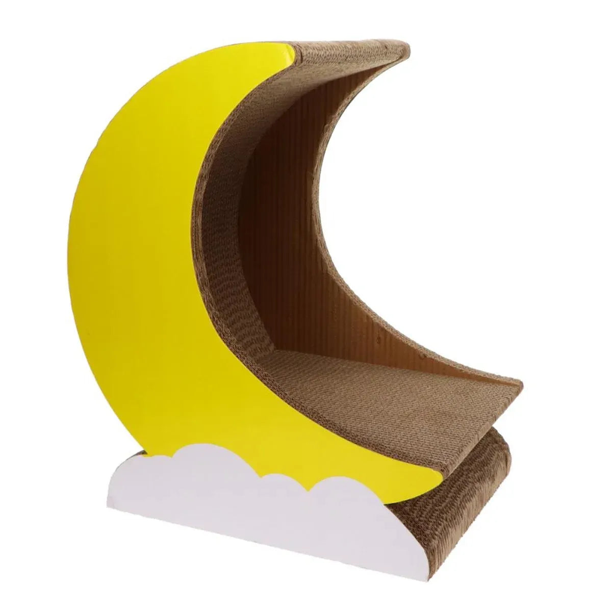 1-Piece Moon-Shaped Corrugated Cardboard Cat Scratcher