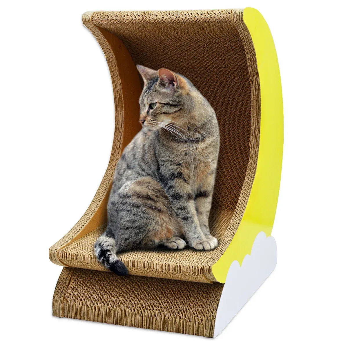 1-Piece Moon-Shaped Corrugated Cardboard Cat Scratcher
