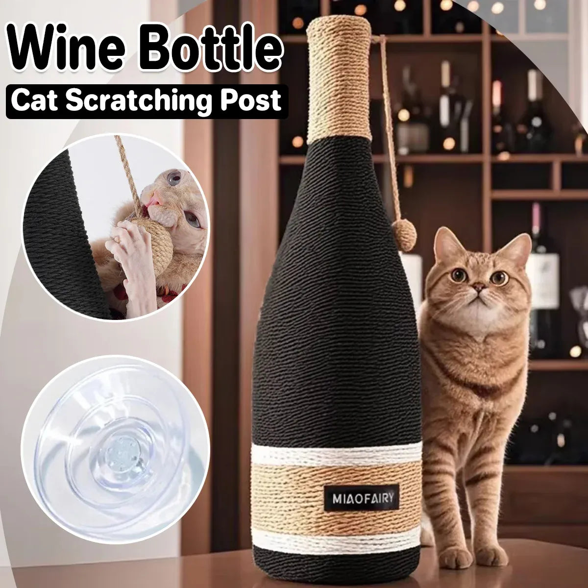 Vertical Cat Claw Wine Bottle Toy Kitten Scratcher Interactive Pet