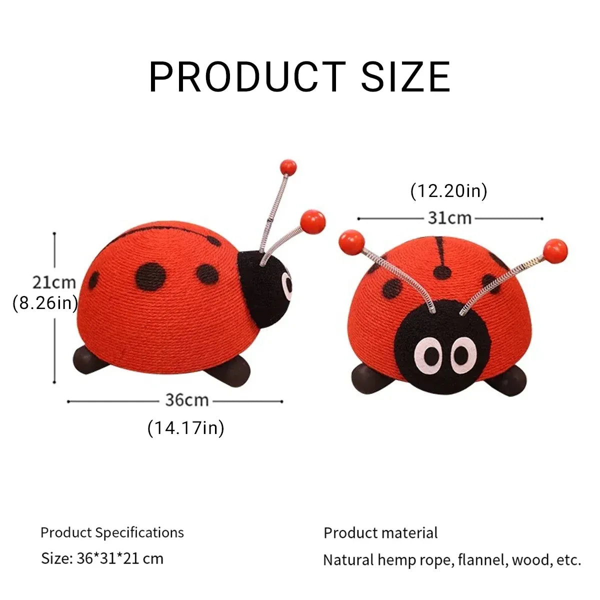 Sisal Cat Scratching Board Toy Ladybug Design Wear Resistant Cat