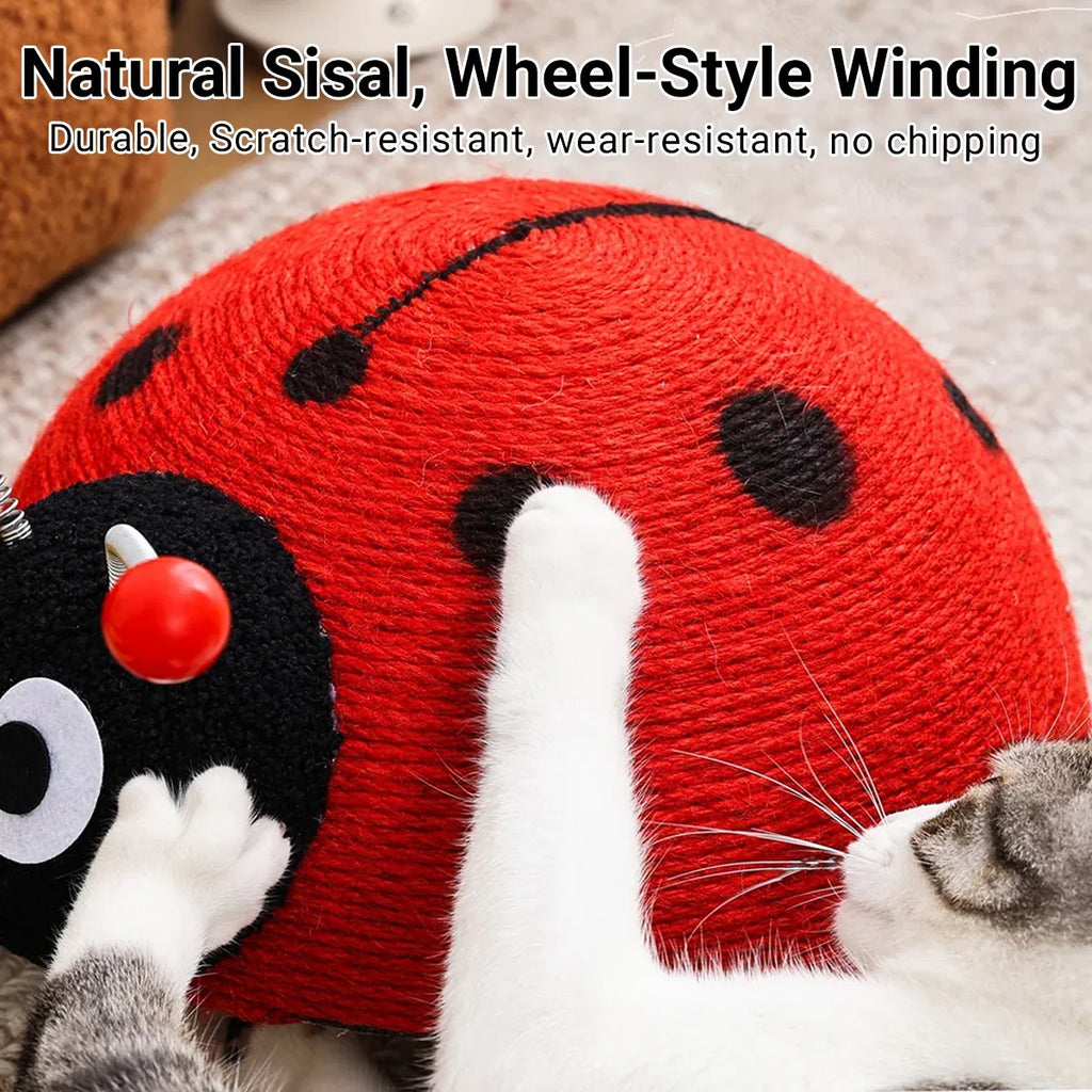 Sisal Cat Scratching Board Toy Ladybug Design Wear Resistant Cat