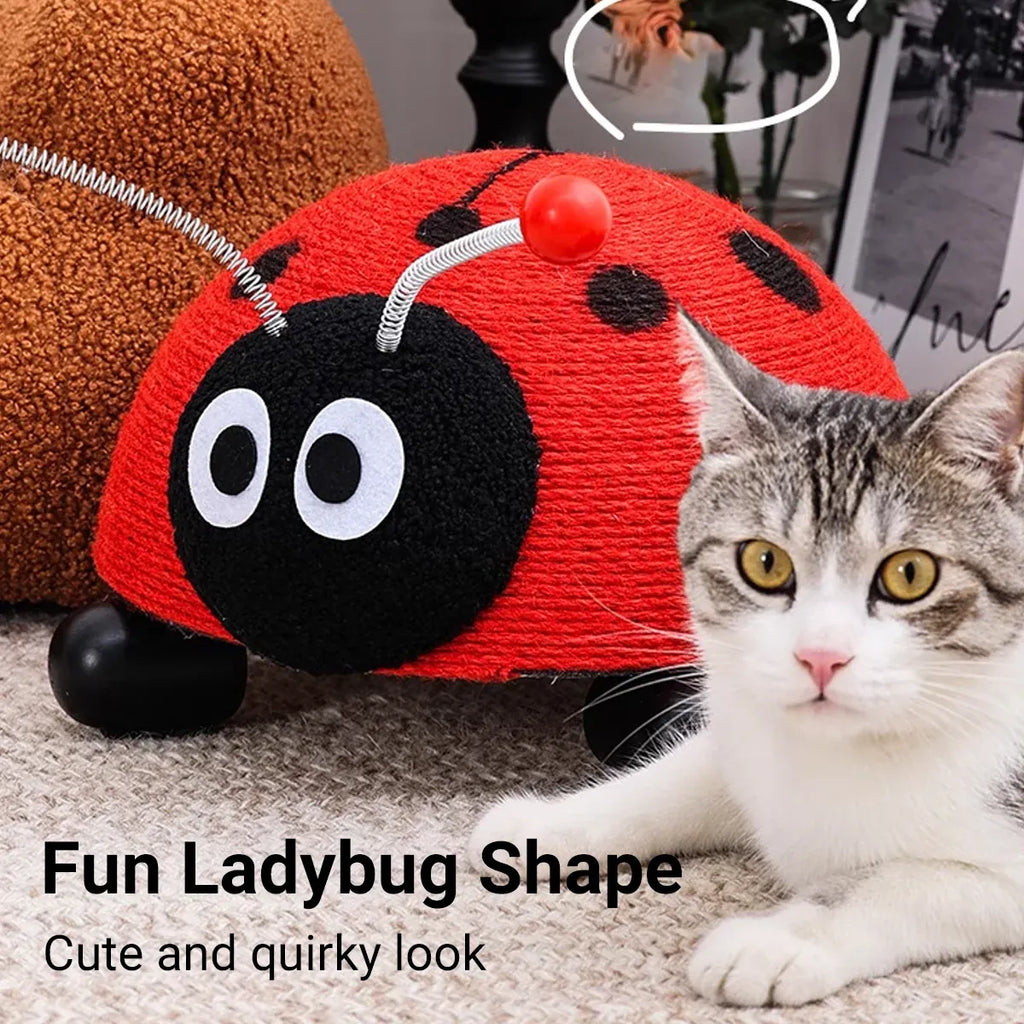 Sisal Cat Scratching Board Toy Ladybug Design Wear Resistant Cat