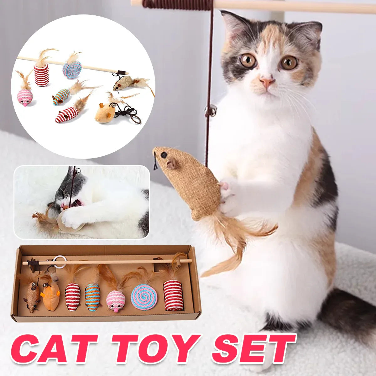 Cat Toys Set 7PCS Interactive Kitten Toys Durable