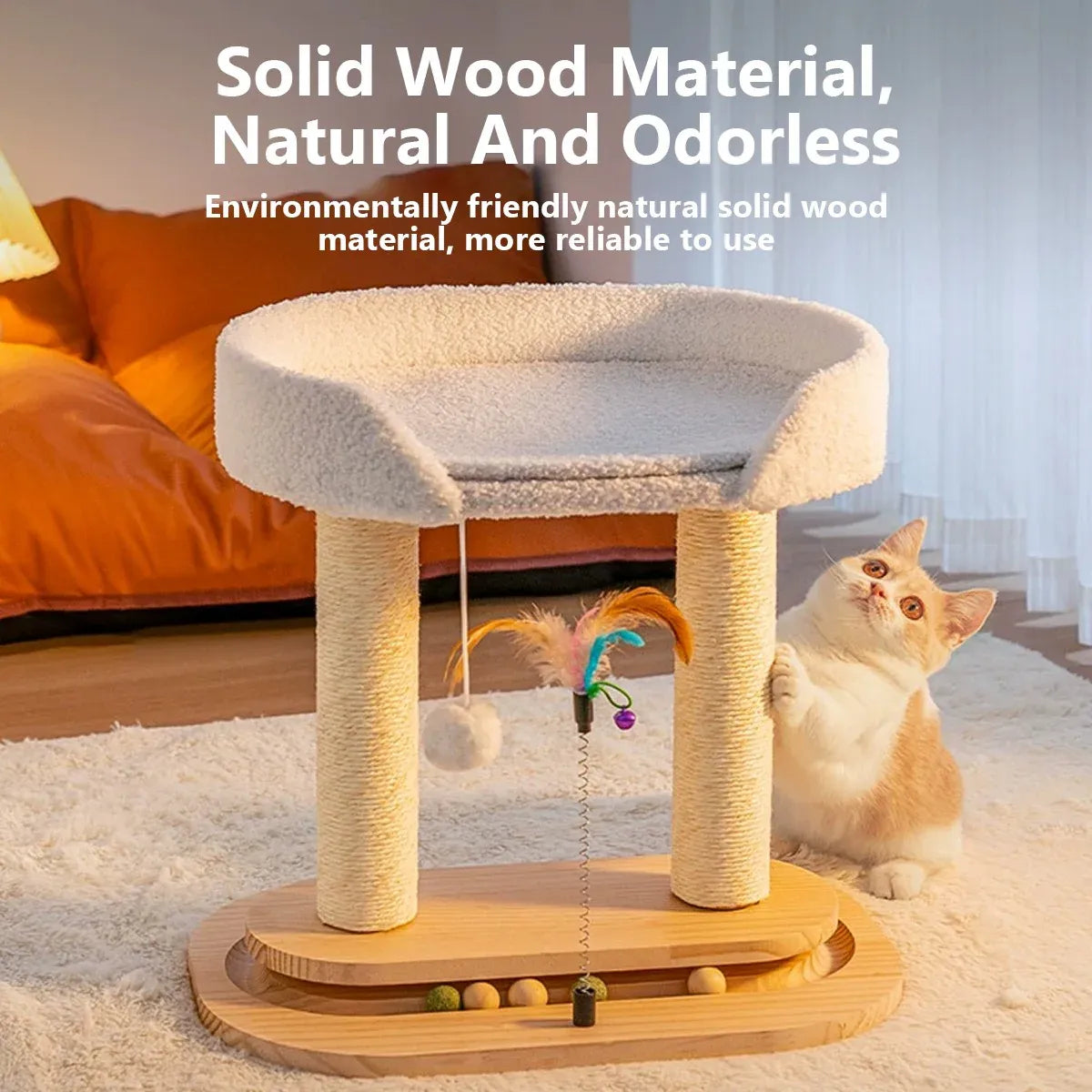 Rotating Cat Tree Cat Condo All in One Scratching Post Sturdy Non