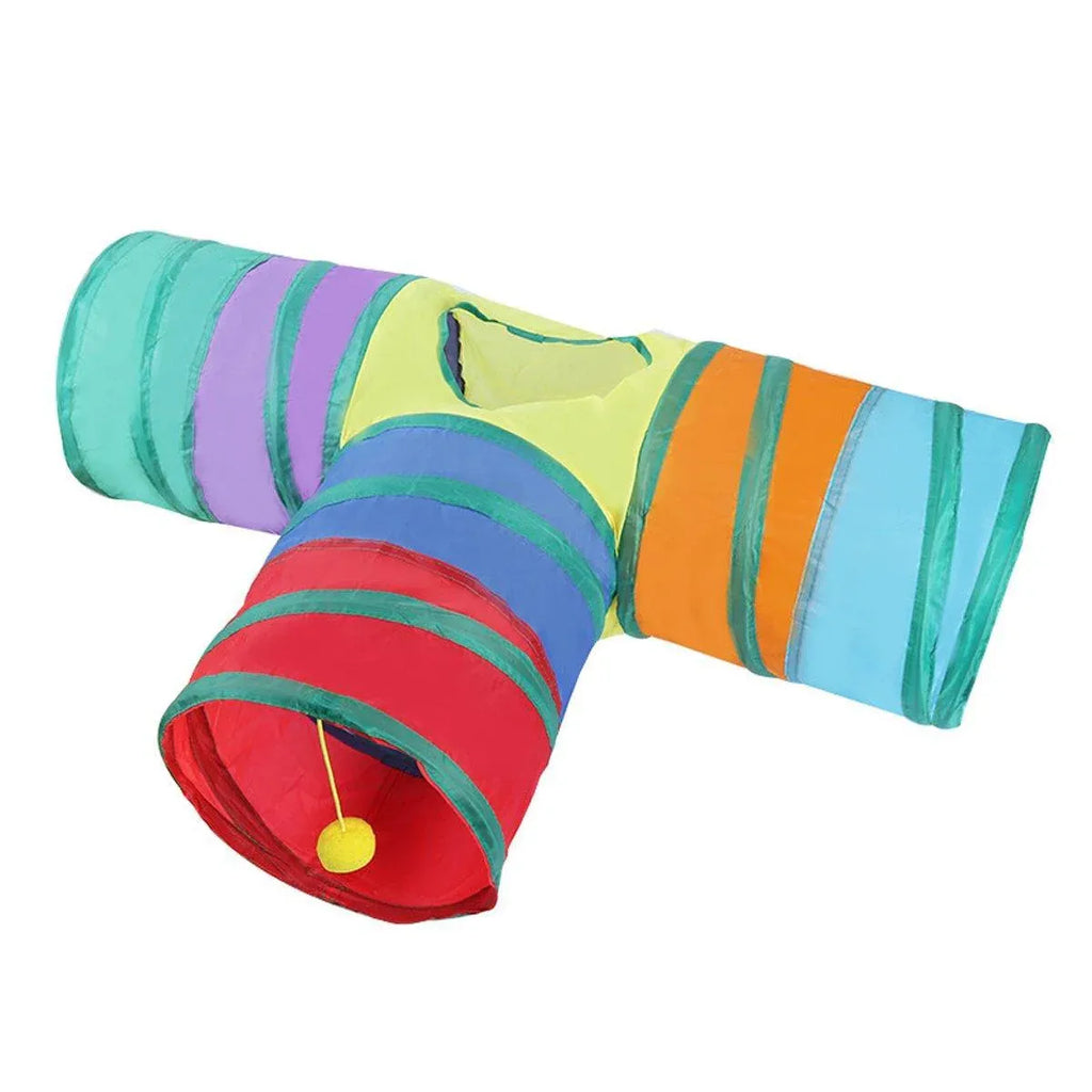 Foldable Rainbow Cat Tunnel Interactive Pet Toy