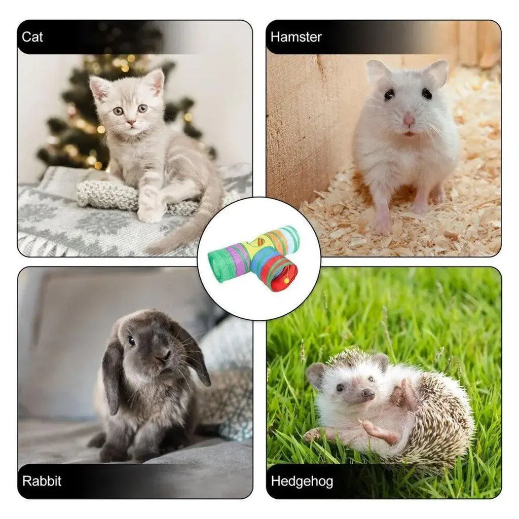 Foldable Rainbow Cat Tunnel Interactive Pet Toy