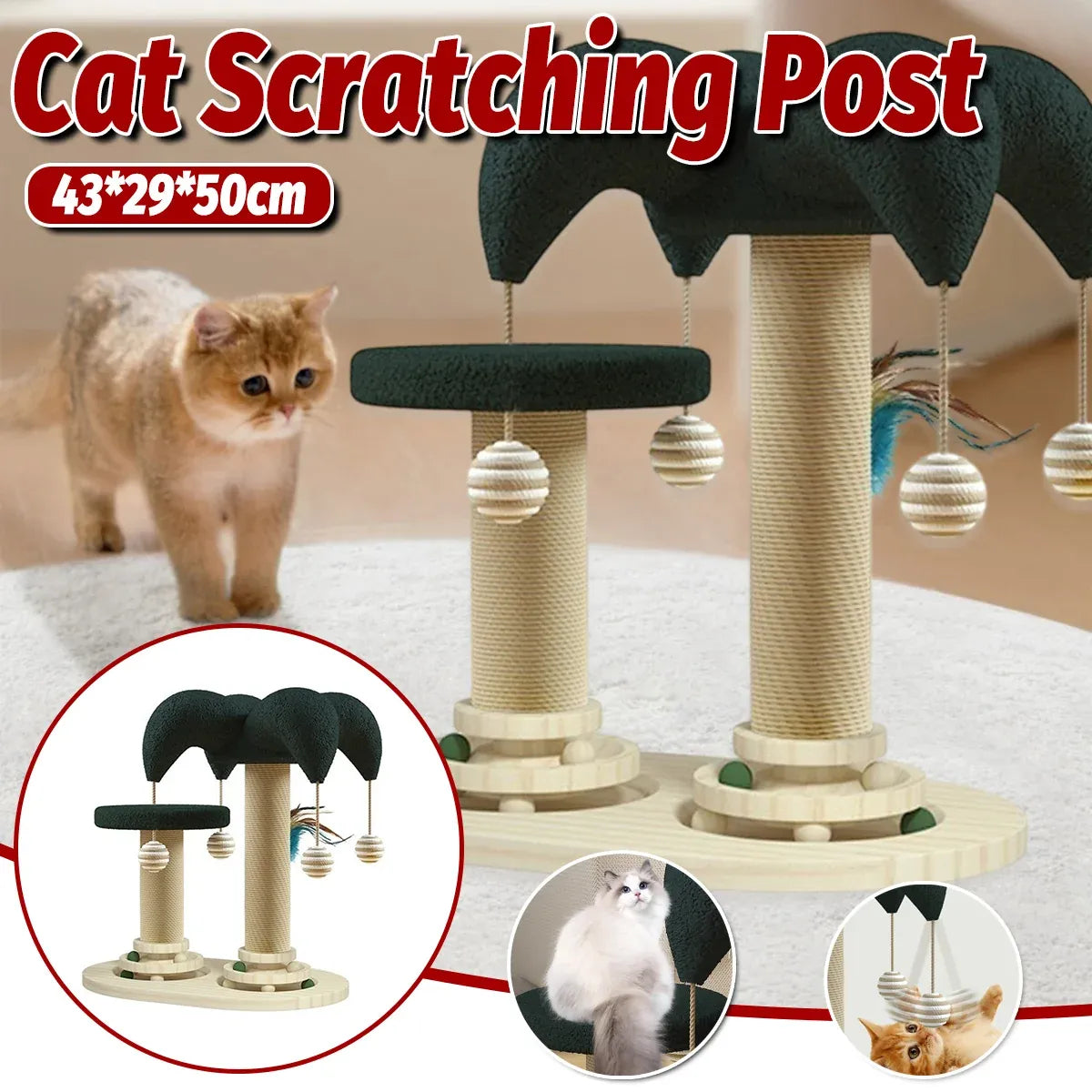 Cat Scratching Post Toy Turntable Climbing Frame Board Interactive