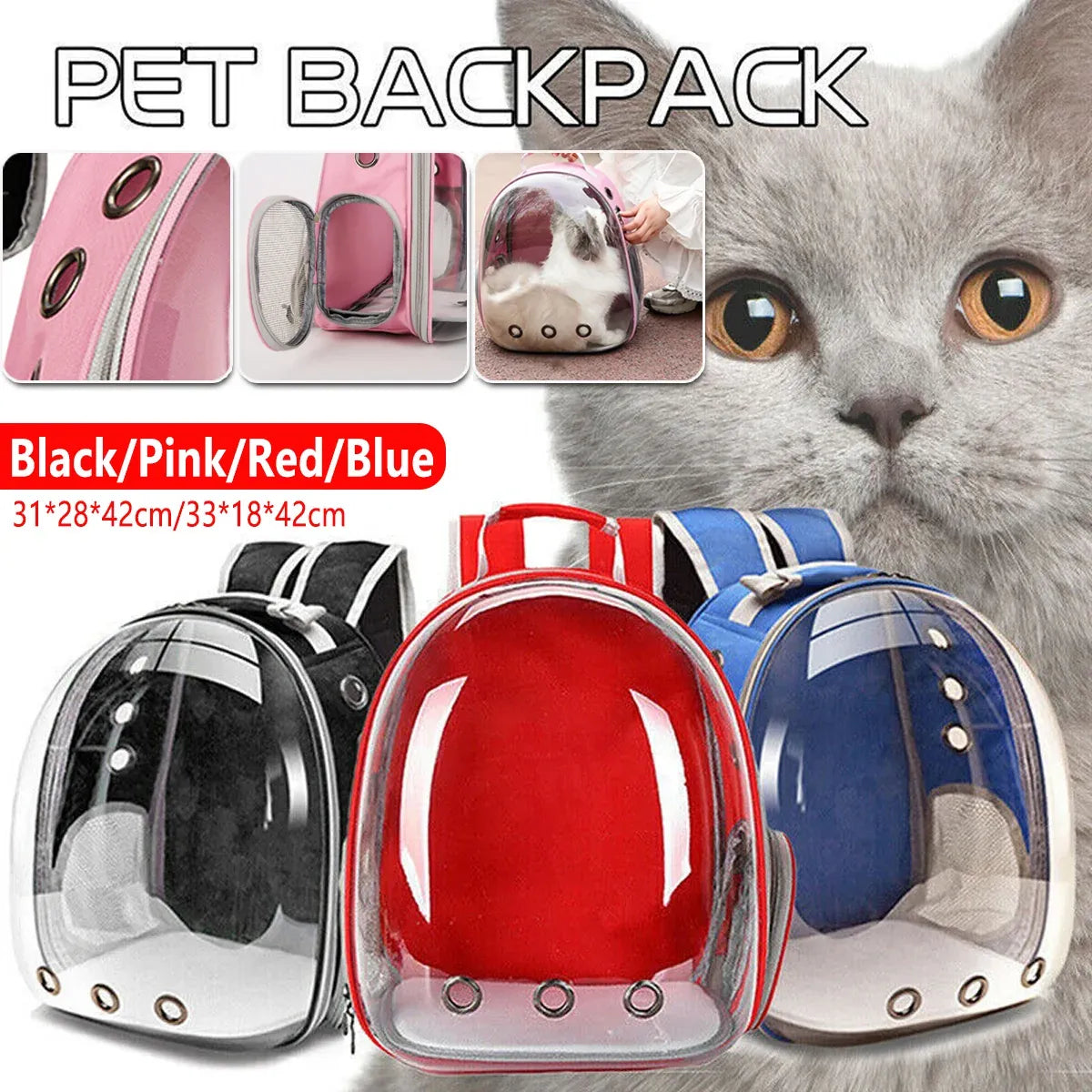 Pet Outdoor Carrier Backpack Cat Dog Puppy Travel Space Capsule