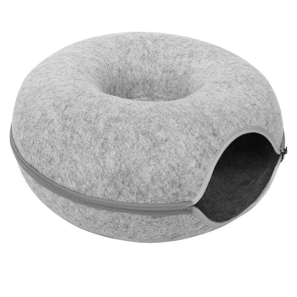 Felt Cat Tunnel Bed Round Donut Cave Nest