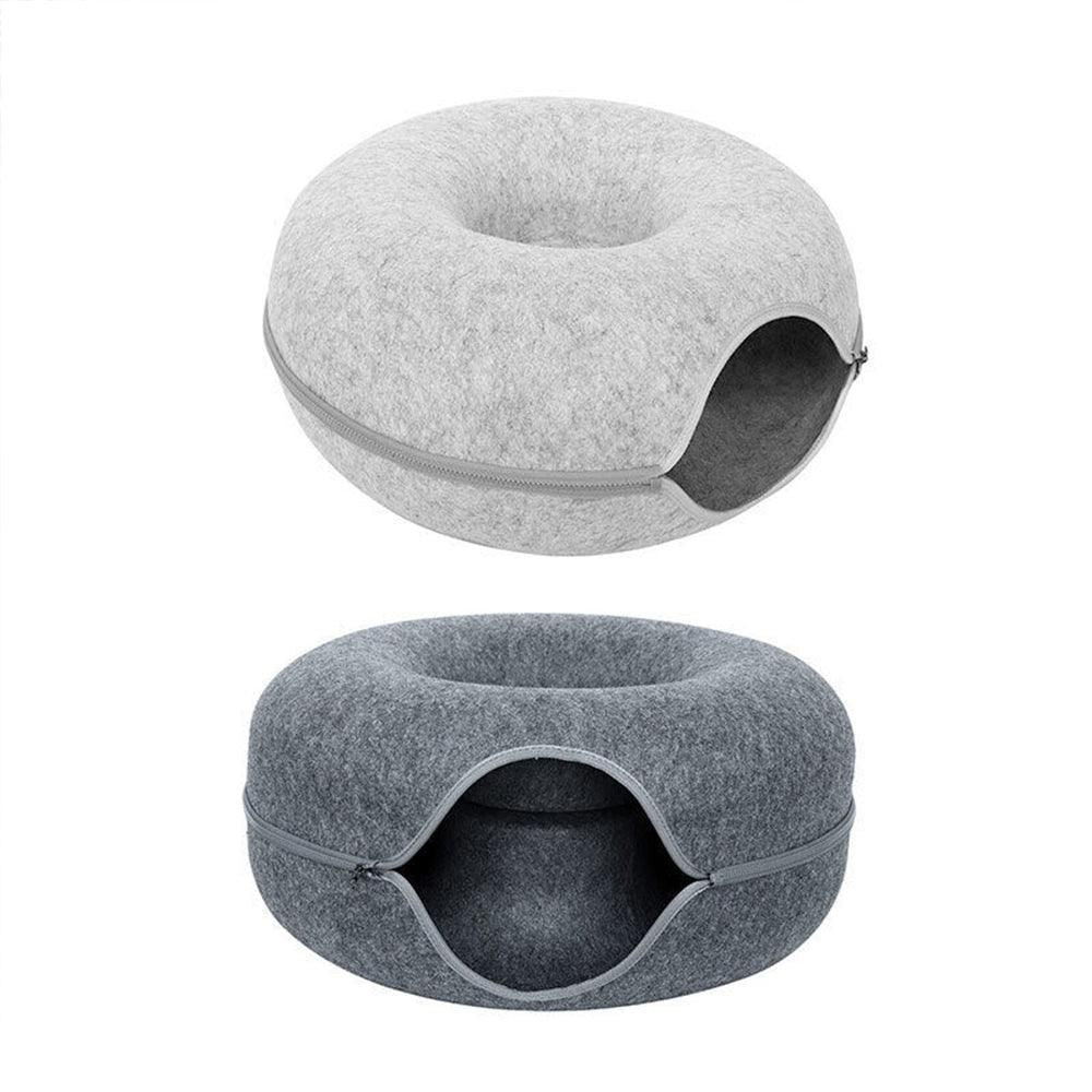 Felt Cat Tunnel Bed Round Donut Cave Nest