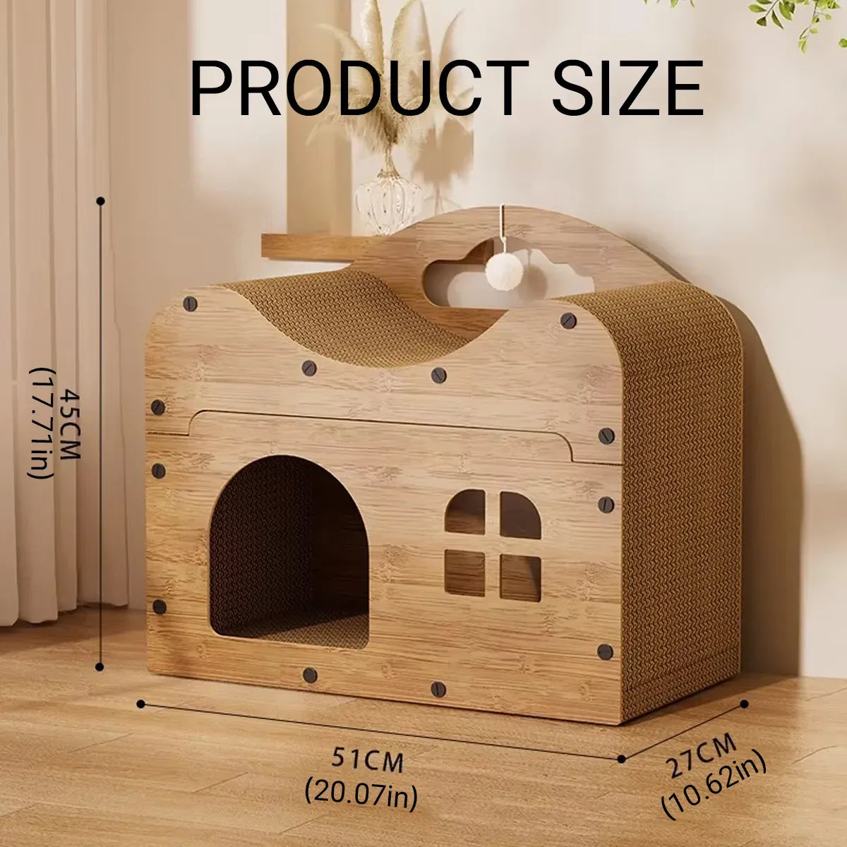 2 in 1 Cat Bed Cat Scratcher Cat House Kitten Sleeping Bed Pet