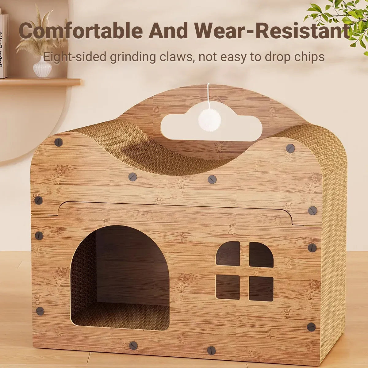 2 in 1 Cat Bed Cat Scratcher Cat House Kitten Sleeping Bed Pet