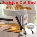 Desktop Hammock Cat Bed, Clamp On, No Drilling, shown in a real setting