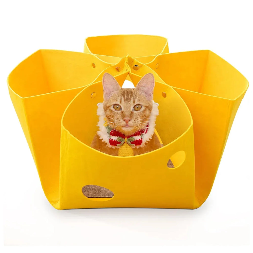 Felt Cat Nest Foldable Deformable Cat Tunnel Semi Enclosed Cat House