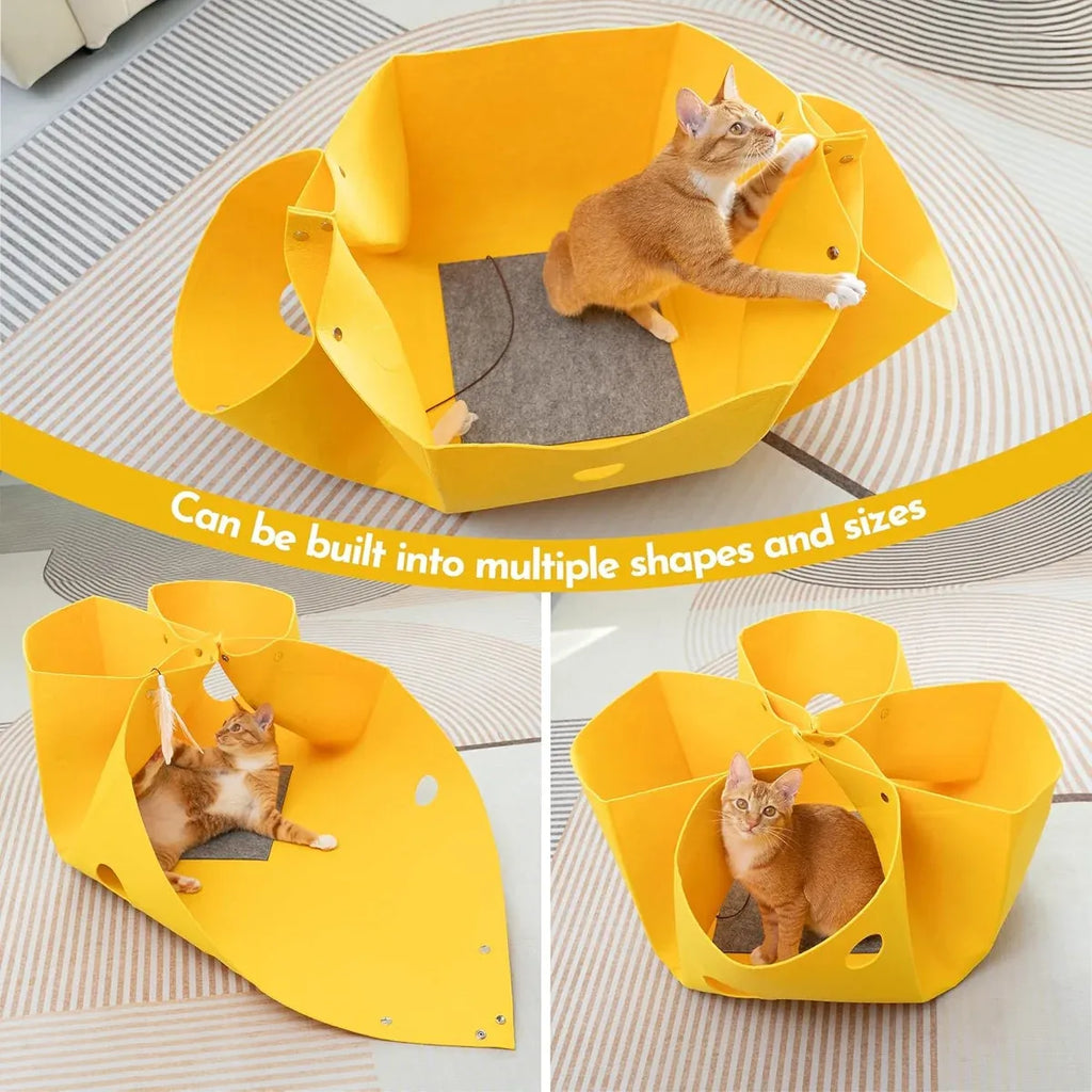 Felt Cat Nest Foldable Deformable Cat Tunnel Semi Enclosed Cat House
