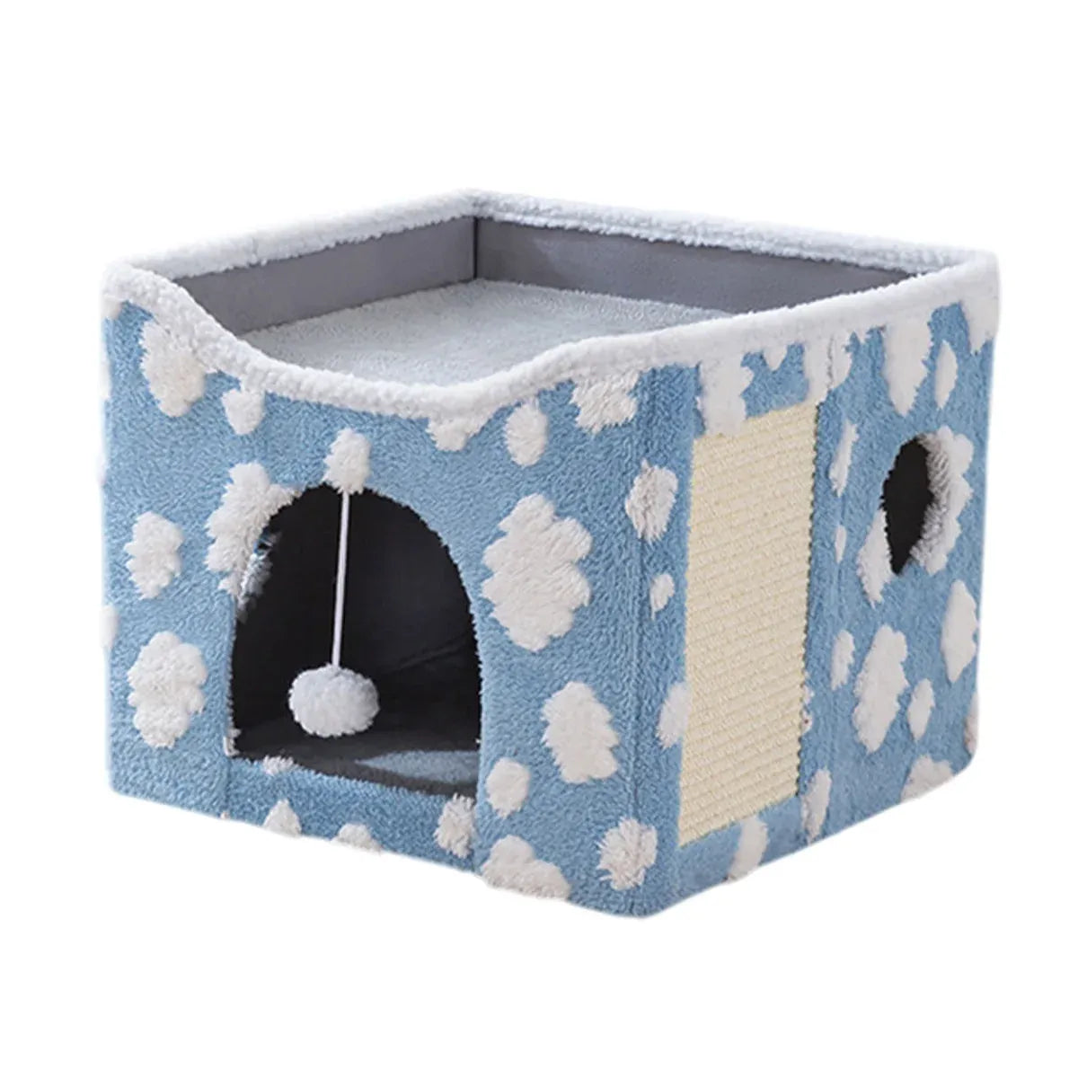 Cat Bed Foldable Double Layer Upper Lower Pet House Sleeping Nest