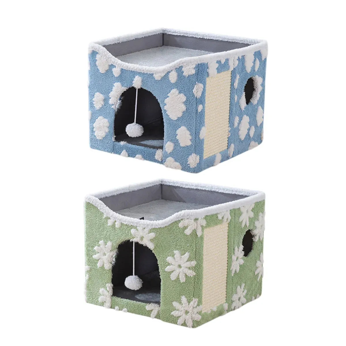 Cat Bed Foldable Double Layer Upper Lower Pet House Sleeping Nest