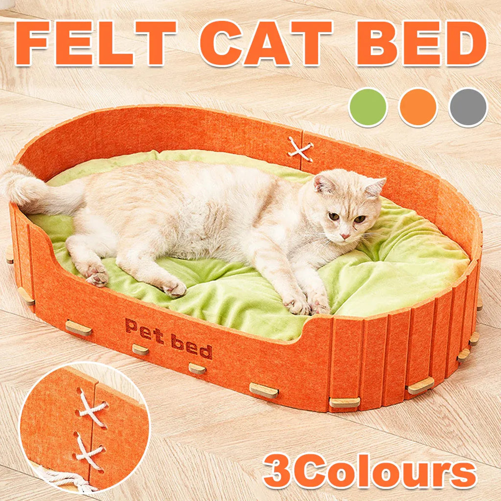 Pet Sleeping Bed Felt Cat Nest Warm Dog Bed Soft Indoor Cushion