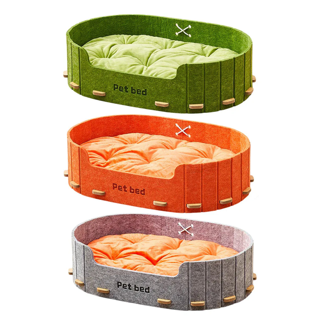 Pet Sleeping Bed Felt Cat Nest Warm Dog Bed Soft Indoor Cushion