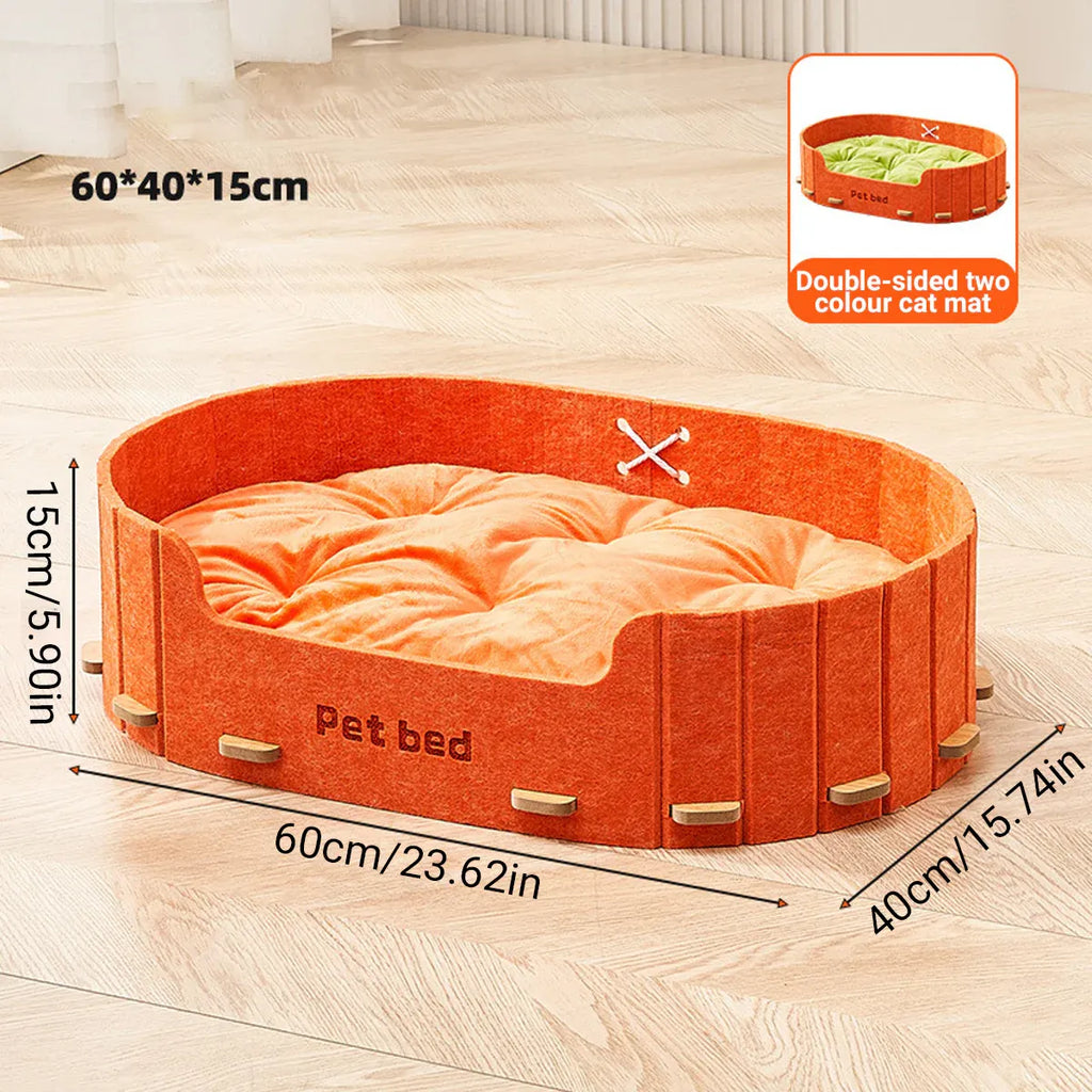 Pet Sleeping Bed Felt Cat Nest Warm Dog Bed Soft Indoor Cushion