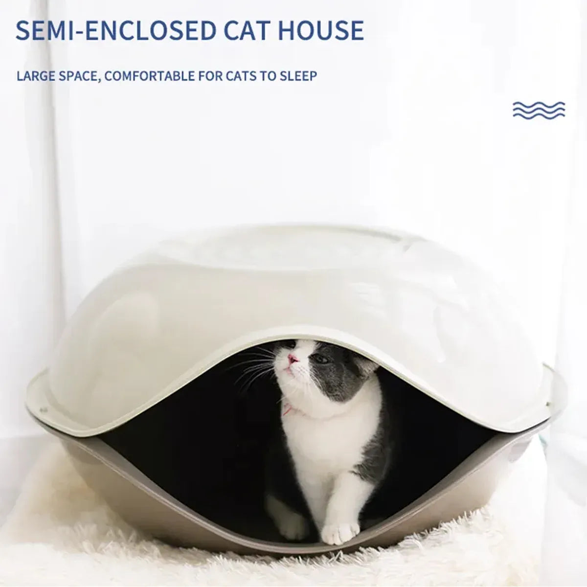 Cat Bed Semi Enclosed Nest Removable Washable Pet House Four Seasons