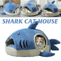 Pet Bed Shark Shape Soft Warm Cave Nest Cat Dog Indoor Winter