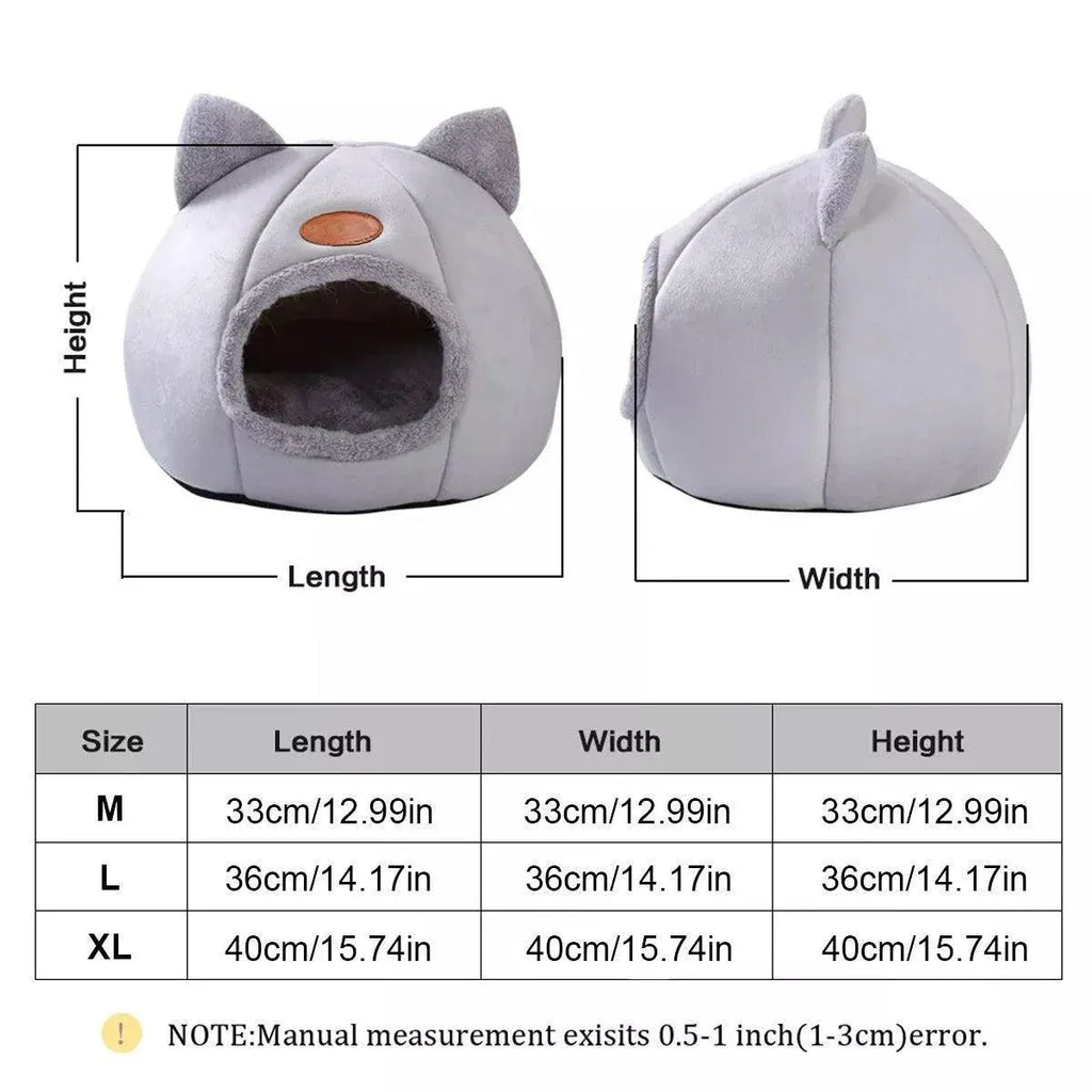 Cat Bed Winter Warm Enclosed Pet House Cozy Indoor Sleeping Nest