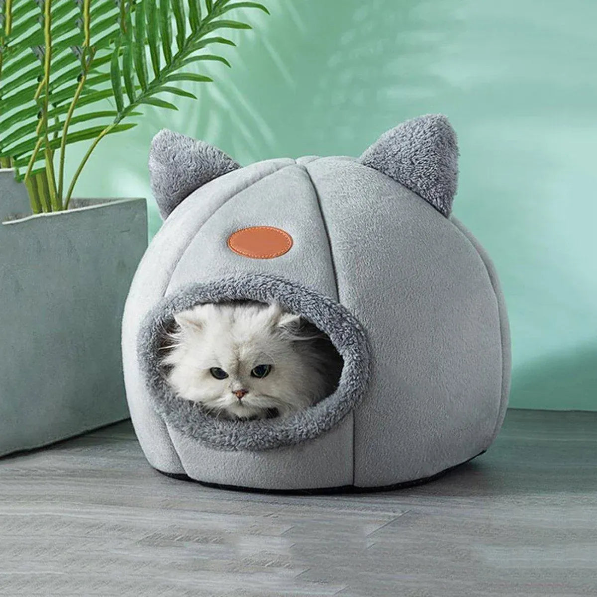 Cat Bed Winter Warm Enclosed Pet House Cozy Indoor Sleeping Nest