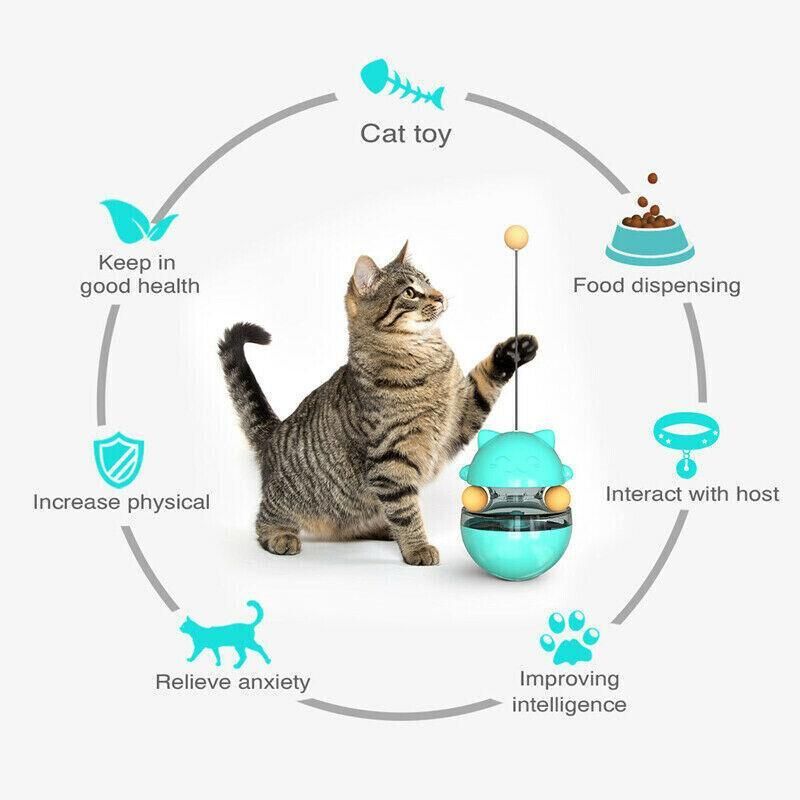 Cat Treat Dispenser Toy Ball Kitten Selfplay Interactive Tumbler