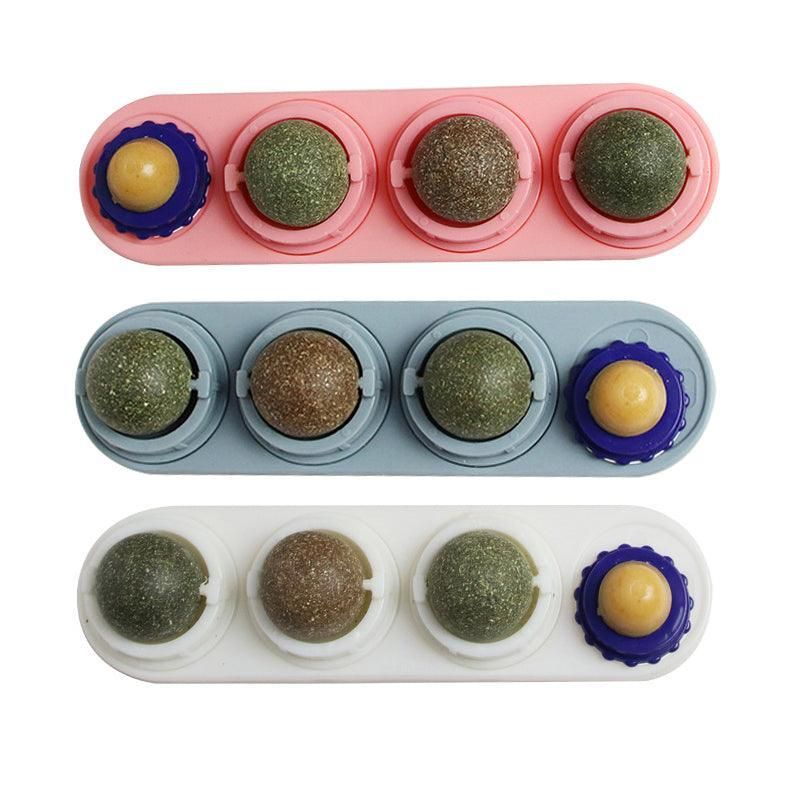 Cat Toy Catnip Ball Lick Solid Nutrition Help Digestion Wall Mount
