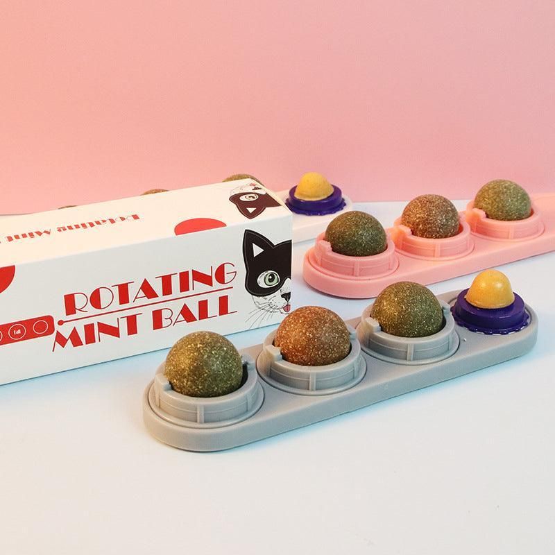 Cat Toy Catnip Ball Lick Solid Nutrition Help Digestion Wall Mount
