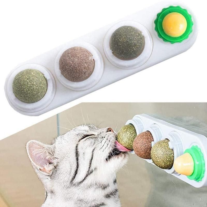 Cat Toy Catnip Ball Lick Solid Nutrition Help Digestion Wall Mount