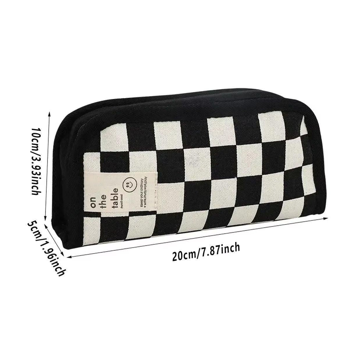 Checkerboard Canvas Pencil Case, Set of 2