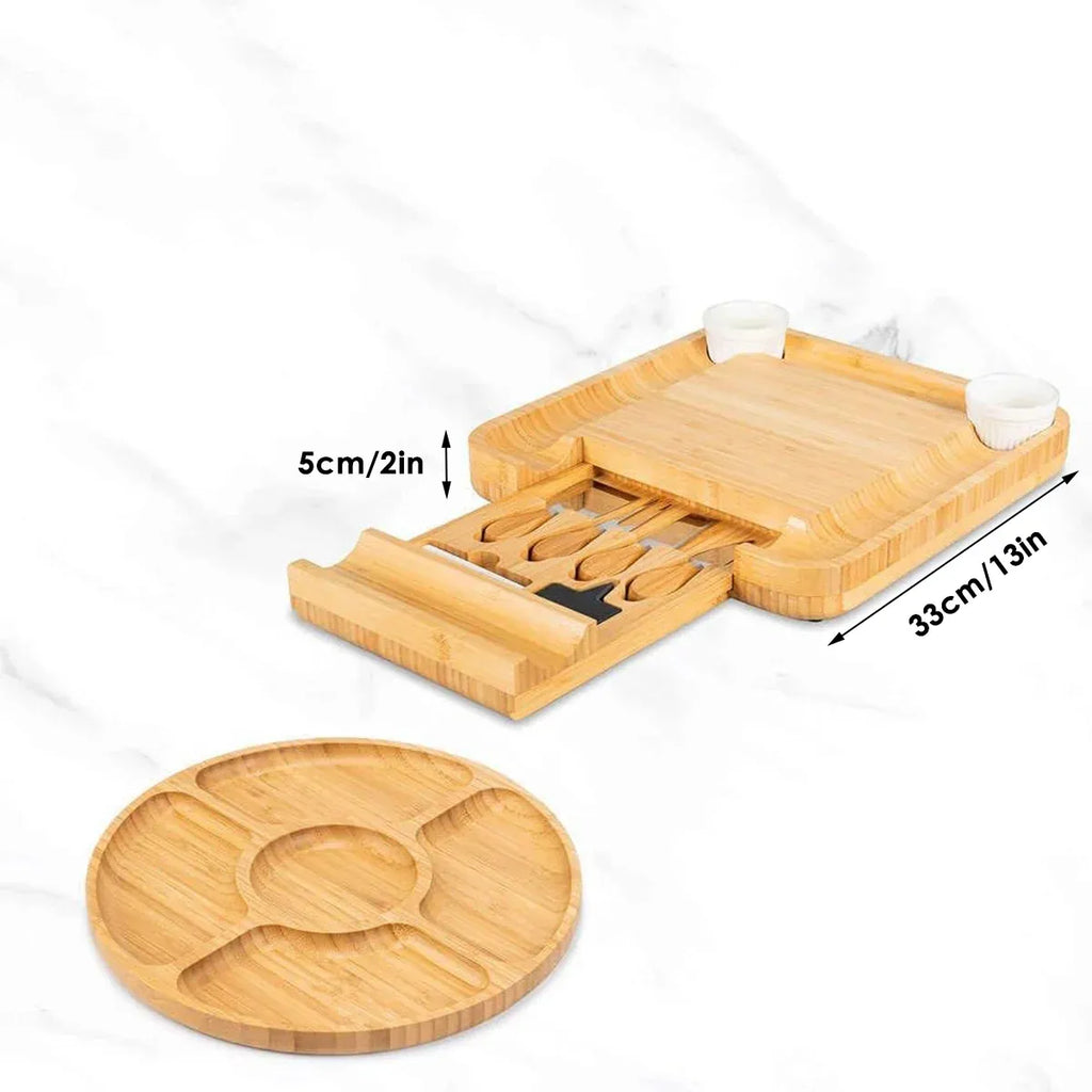 Bamboo Cheese Cutting Board Knife Gift Set Wooden Charcuterie Meat