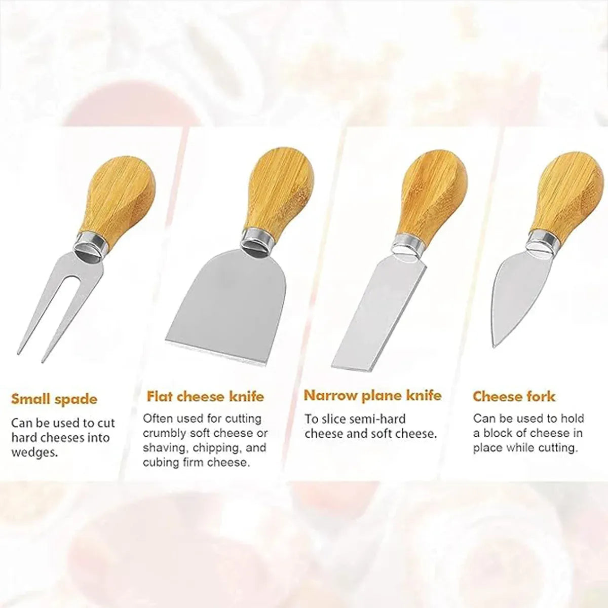 Bamboo Cheese Cutting Board Knife Gift Set Wooden Charcuterie Meat